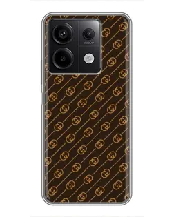 Чехол для Xiaomi Redmi Note 13 (5G) с картинкой «Gucci — золотые диагонали»