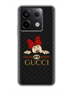 Чехол для Xiaomi Redmi Note 13 (5G) с картинкой «Минни Маус Gucci — черный»