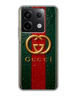 Чохол для Xiaomi Redmi Note 13 (5G) з картинкою «Gucci — фірмова смуга та золото»