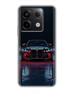 Чехол для Xiaomi Redmi Note 13 (5G) с картинкой «BMW на мокрой дороге»