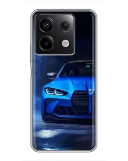Чехол для Xiaomi Redmi Note 13 (5G) с картинкой «Голубая BMW M4»