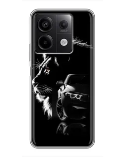 Чехол для Xiaomi Redmi Note 13 (5G) с картинкой «BMW и лев»