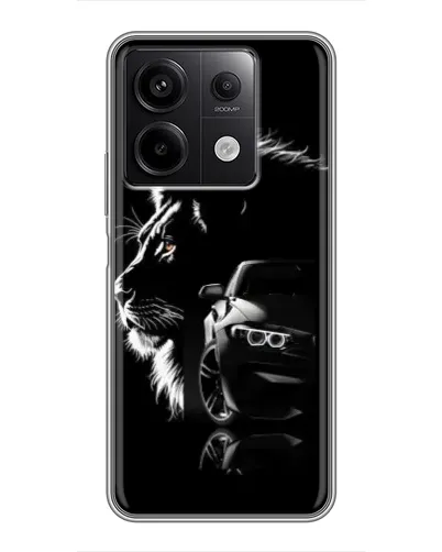 Чехол для Xiaomi Redmi Note 13 (5G) с картинкой «BMW и лев»