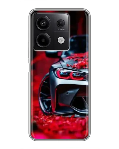 Чехол для Xiaomi Redmi Note 13 (5G) с картинкой «Спортивная BMW и цветы»