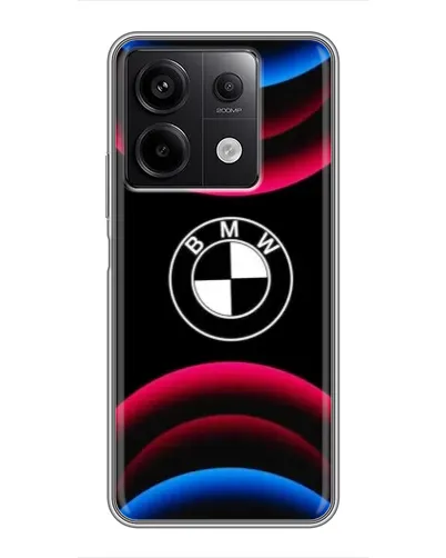 Чехол для Xiaomi Redmi Note 13 (5G) с картинкой «Логотип BMW и неоновые дуги»