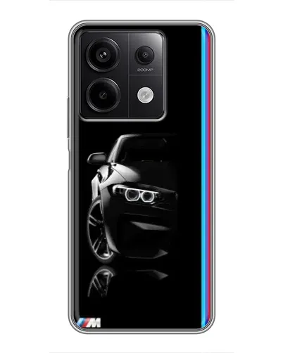 Чехол для Xiaomi Redmi Note 13 (5G) с картинкой «Силуэт BMW в темноте»
