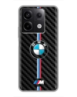 Чехол для Xiaomi Redmi Note 13 (5G) с картинкой «Эмблема BMW и карбон»