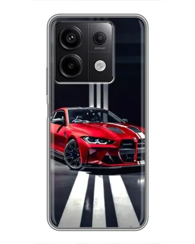 Чехол для Xiaomi Redmi Note 13 (5G) с картинкой «Красная BMW на дороге»