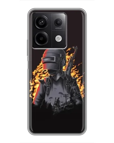 Чехол для Xiaomi Redmi Note 13 (5G) с картинкой «PUBG — огненный силуэт»