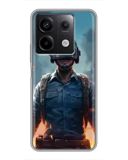 Чехол для Xiaomi Redmi Note 13 (5G) с картинкой «PUBG — реалистичный герой»