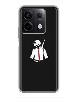 Чехол для Xiaomi Redmi Note 13 (5G) с картинкой «PUBG — силуэт воина»