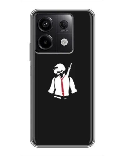 Чехол для Xiaomi Redmi Note 13 (5G) с картинкой «PUBG — силуэт воина»