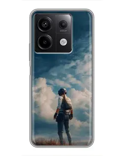 Чехол для Xiaomi Redmi Note 13 (5G) с картинкой «Герой PUBG на скале»