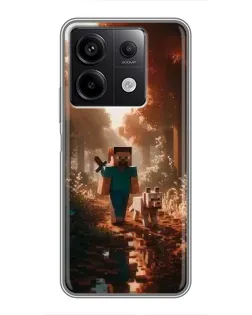 Чехол для Xiaomi Redmi Note 13 (5G) с картинкой «Стив в лесу»