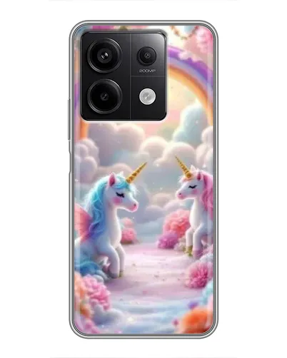 Чехол для Xiaomi Redmi Note 13 (5G) с картинкой «Радуга и единороги»