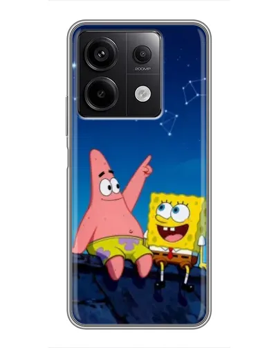 Чехол для Xiaomi Redmi Note 13 (5G) с картинкой «Губка Боб и Патрик ночью»