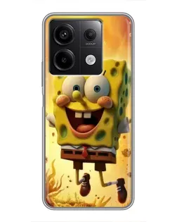Чехол для Xiaomi Redmi Note 13 (5G) с картинкой «Губка Боб прыгает»