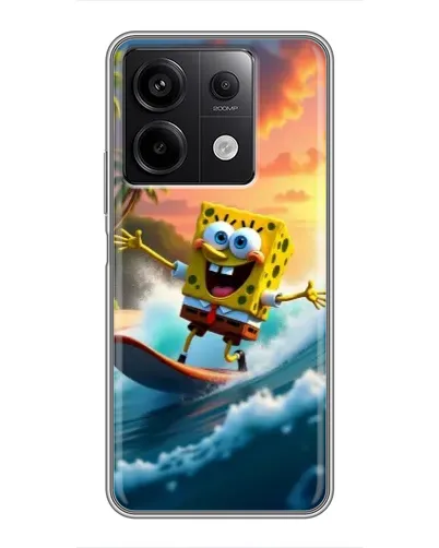 Чехол для Xiaomi Redmi Note 13 (5G) с картинкой «Губка Боб серфингист»