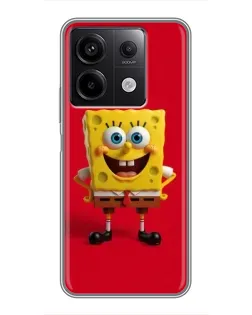 Чехол для Xiaomi Redmi Note 13 (5G) с картинкой «Спанч Боб на красном»