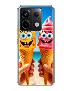 Чехол для Xiaomi Redmi Note 13 (5G) с картинкой «Спанч Боб мороженое»