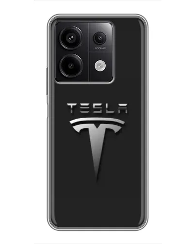 Чехол для Xiaomi Redmi Note 13 (5G) с картинкой «Стальной логотип Tesla»