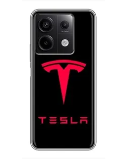 Чехол для Xiaomi Redmi Note 13 (5G) с картинкой «Tesla Red Logo»