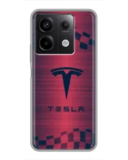 Чехол для Xiaomi Redmi Note 13 (5G) с картинкой «Тесла красный карбон»
