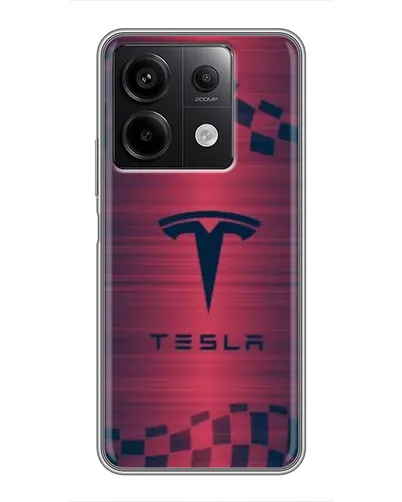 Чехол для Xiaomi Redmi Note 13 (5G) с картинкой «Тесла красный карбон»