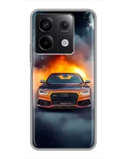 Чехол для Xiaomi Redmi Note 13 (5G) с картинкой «Audi в огненном дыму»