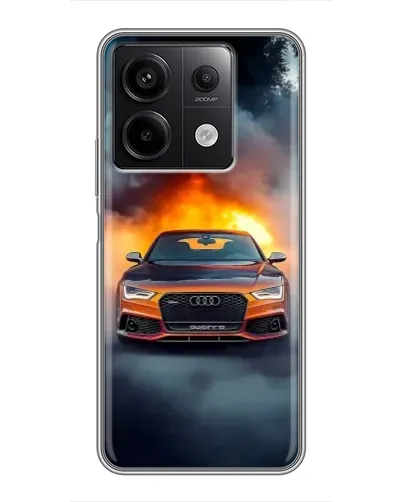 Чехол для Xiaomi Redmi Note 13 (5G) с картинкой «Audi в огненном дыму»