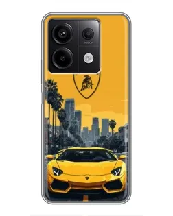 Чехол для Xiaomi Redmi Note 13 (5G) с картинкой «Желтый Lamborghini город»