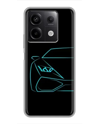 Чехол для Xiaomi Redmi Note 13 (5G) с картинкой «Голубой силуэт Lamborghini»
