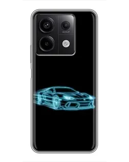 Чехол для Xiaomi Redmi Note 13 (5G) с картинкой «Неоновый контур Lamborghini»