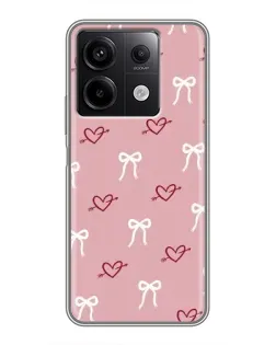 Чехол для Xiaomi Redmi Note 13 (5G) с картинкой «Сердца и банты»