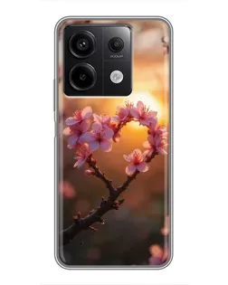 Чехол для Xiaomi Redmi Note 13 (5G) с картинкой «Розовый цвет сердце на фоне заката» Чехол для Xiaomi Redmi Note 13 (5G) с картинкой «Розовый цвет сердце на фоне заката»