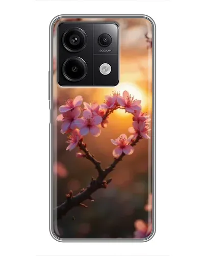 Чехол для Xiaomi Redmi Note 13 (5G) с картинкой «Розовый цвет сердце на фоне заката»