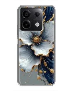 Чехол для Xiaomi Redmi Note 13 (5G) с картинкой «Белый цветок и золотой флюид» Чехол для Xiaomi Redmi Note 13 (5G) с картинкой «Белый цветок и золотой флюид»