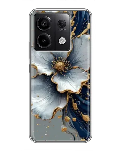 Чехол для Xiaomi Redmi Note 13 (5G) с картинкой «Белый цветок и золотой флюид»