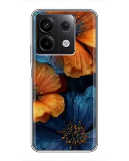 Чехол для Xiaomi Redmi Note 13 (5G) с картинкой «Яркая сине-оранжевая флора» Чехол для Xiaomi Redmi Note 13 (5G) с картинкой «Яркая сине-оранжевая флора»