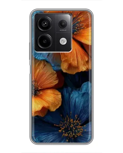 Чехол для Xiaomi Redmi Note 13 (5G) с картинкой «Яркая сине-оранжевая флора»