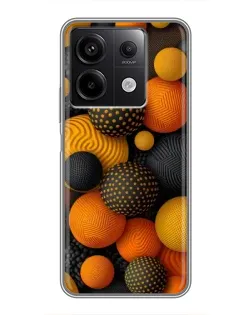 Чехол для Xiaomi Redmi Note 13 (5G) с картинкой «Объемные оранжевые сферы»