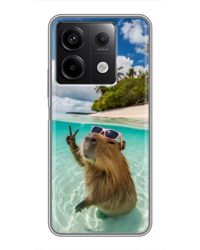 Чехол для Xiaomi Redmi Note 13 (5G) с картинкой «Капибара на море»