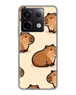 Чехол для Xiaomi Redmi Note 13 (5G) с картинкой «Паттерн милых капибар» Чехол для Xiaomi Redmi Note 13 (5G) с картинкой «Паттерн милых капибар»