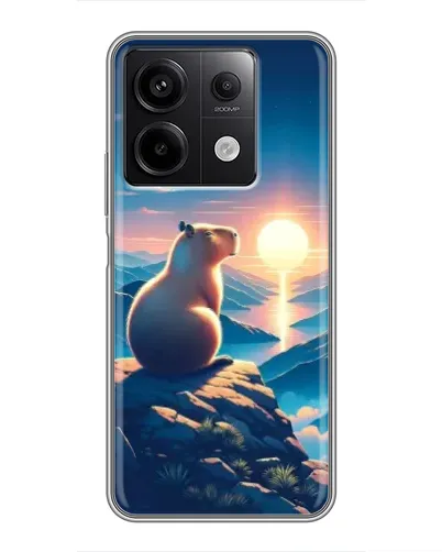 Чехол для Xiaomi Redmi Note 13 (5G) с картинкой «Закат солнца с капибарой»