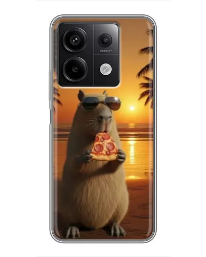 Чехол для Xiaomi Redmi Note 13 (5G) с картинкой «Капибара с пиццей»