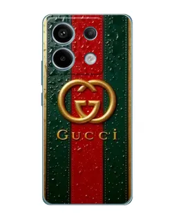 Чохол для Xiaomi Redmi Note 13 Pro (5G) з картинкою «Gucci — фірмова смуга та золото» Чохол для Xiaomi Redmi Note 13 Pro (5G) з картинкою «Gucci — фірмова смуга та золото»