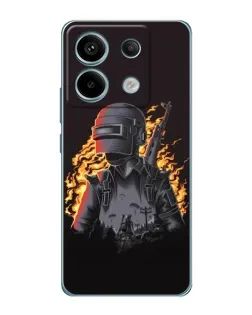 Чехол для Xiaomi Redmi Note 13 Pro (5G) с картинкой «PUBG — огненный силуэт»