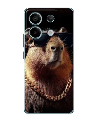 Чехол для Xiaomi Redmi Note 13 Pro (5G) с картинкой «Капибара золотая цепь»
