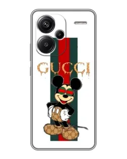 Чехол для Xiaomi Redmi Note 13 Pro Plus с картинкой «Микки Маус Gucci — полосы»