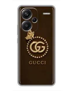 Чехол для Xiaomi Redmi Note 13 Pro Plus с картинкой «Gucci — золотая бабочка»
